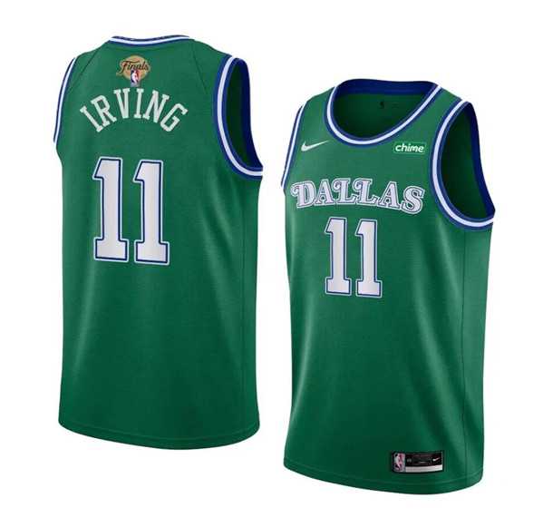 Mens Dallas Mavericks #11 Kyrie Irving Green 2024 Finals Classic Edition Stitched Basketball Jersey Dzhi